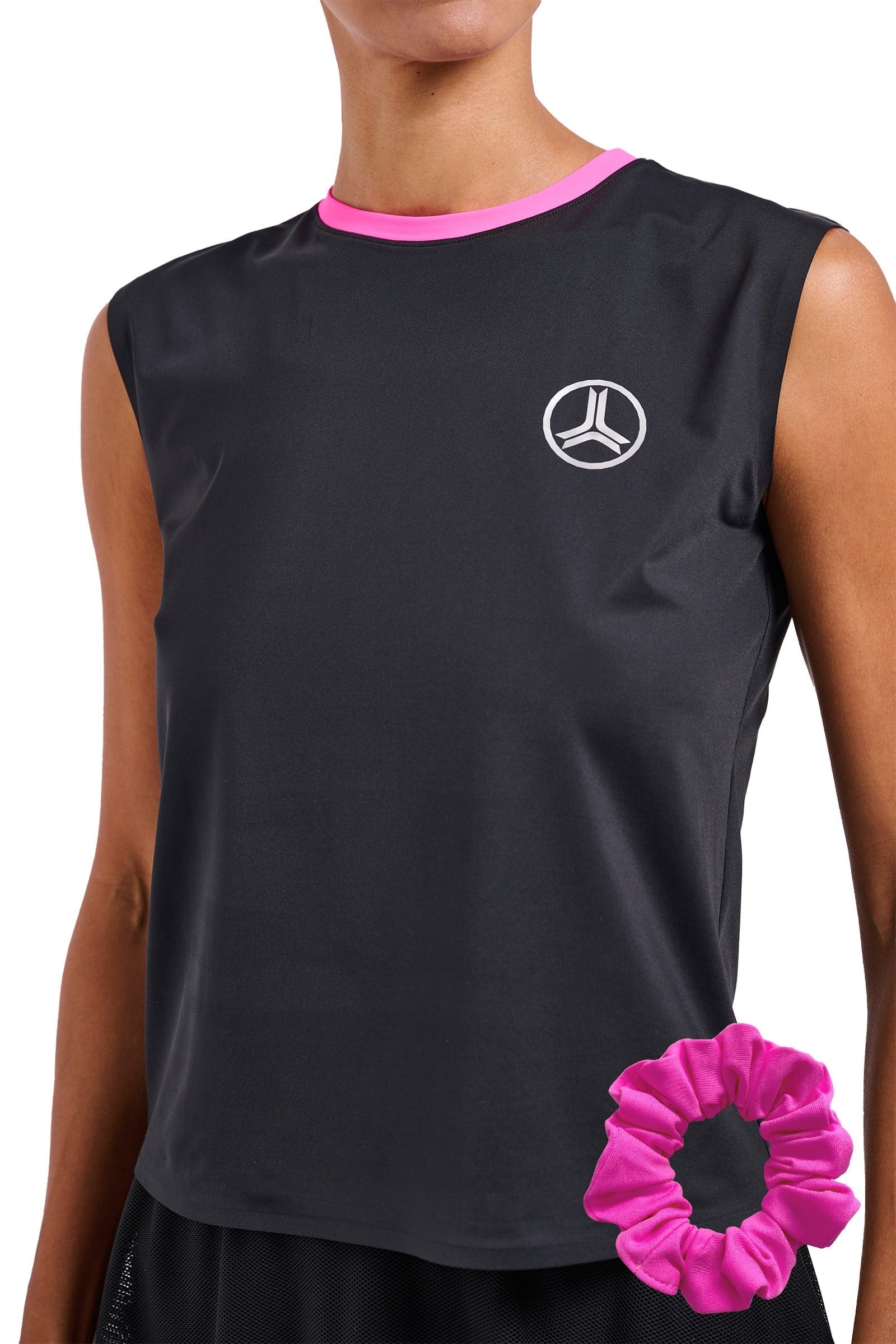 Set Womens Sleeveless Ringer Tennis Top & Scrunchie